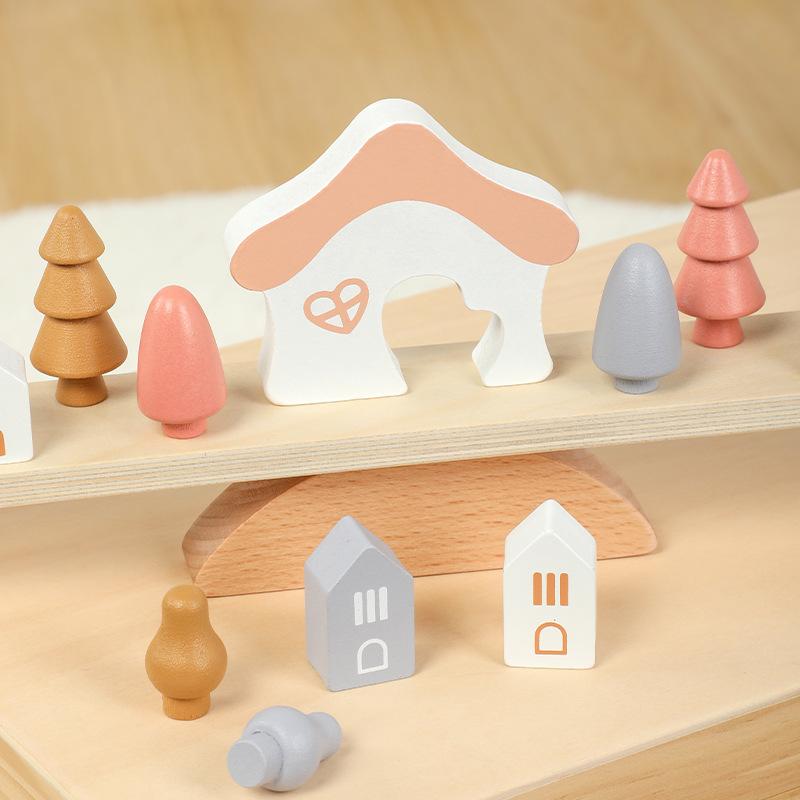 Montessori Holzbaumspielzeug Tier Balance Stapelbausteine Spiel Frühe Kindheit Bildung Kreatives Spiel für Kleinkinder 1-3