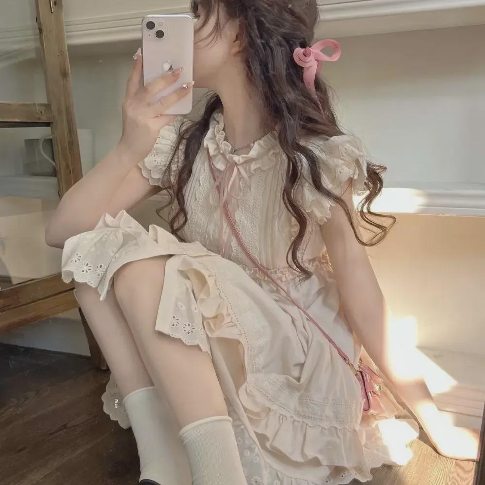 

2024 Summer Slimming Petite Women s Flying Sleeve Ruffle Dress M