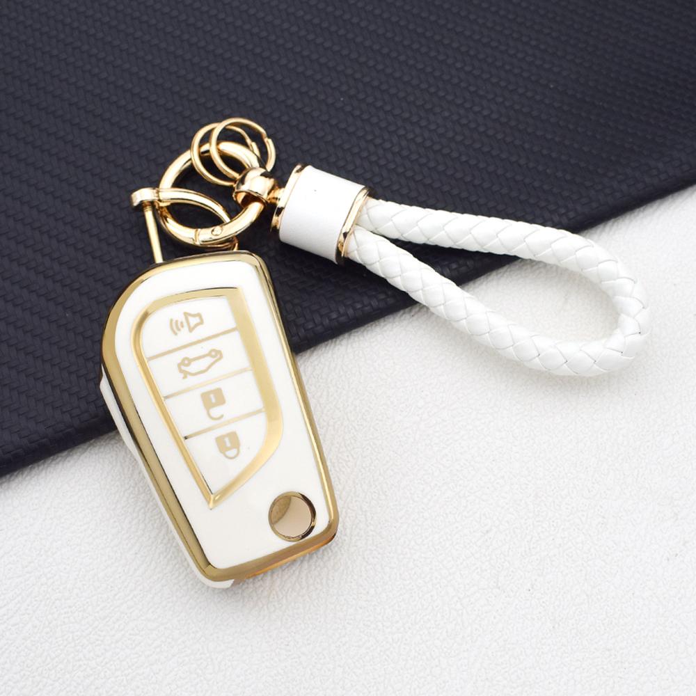 4 Buttons Soft Tpu Car Key Shell For Toyota Hilux Corolla Prado Fortuner Rav4 C-Hr Avensis | Anti-Scratch Key Case With Key Ring
