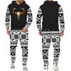 New Men 2 Pieces Tracksuit National Cow Skull 3D Print Casual Hoodies Sweatpants Sets Fashion Hip Hop Street Clothing Suits