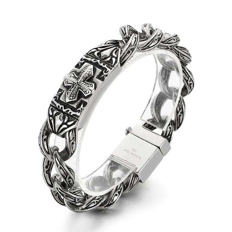 Jewelry, Trendy Retro Jewelry, Cross Pattern Titanium Steel Bracelet, Small Goods Are Available.