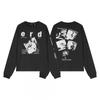 Unisex Oversized Hoodie With Distressed Washed Cotton Print Streetwear Youth Fall