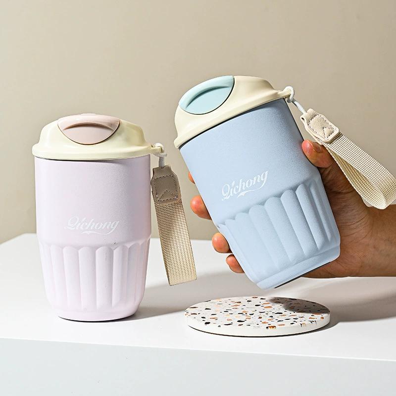 410ml Ceramic Liner Hot Water Bottle Coffee Cup Double Wall Stainless Steel Vacuum Insulated Hot Water Bottle for Coffee Thermal Mug Tumbler Gift