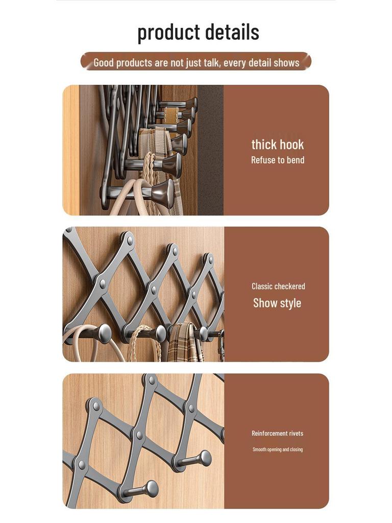 Door-Mounted Foldable Bag & Coat Rack with Stainless Steel Hooks