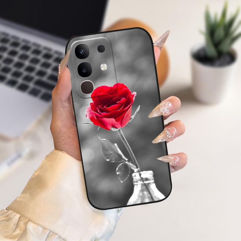 Pro vivo Y29 4G Pouzdra Y 29 Roztomilý Kreslený Potisk Černé Měkké Silikonové TPU Kryt Telefonu Pro Vivo T4x 5G Ochranné Pouzdro Fundas Case Capa