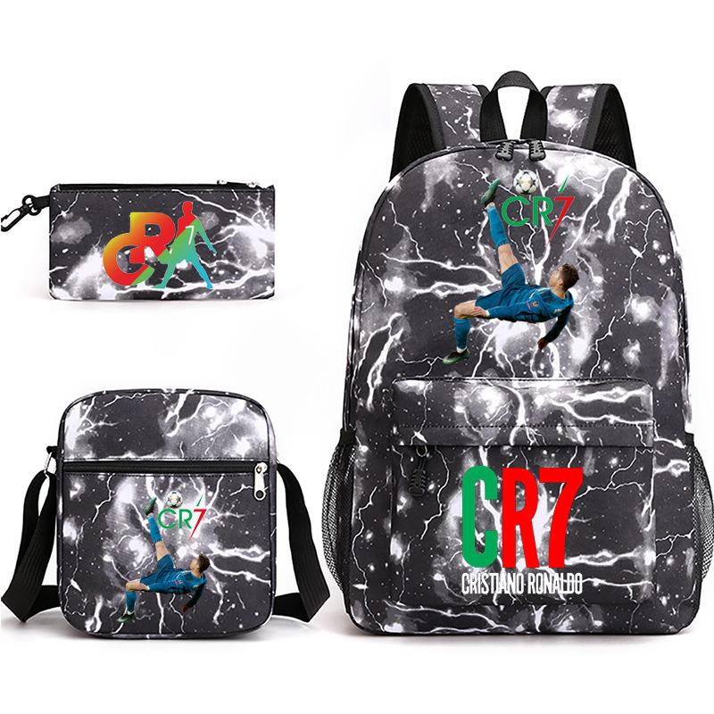 Mochila escolar de gran capacidad con correa para el hombro; set de tres piezas para estuche de lápices de estudiante