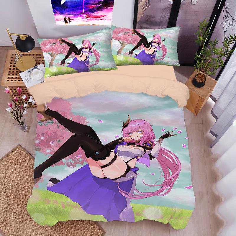 Anime Elysia Bedding Sets Japanese Anime Two-Dimensional Girl Duvet Cover Set Kawaii Sexy Girl Quilt Cover 2/3Pcs