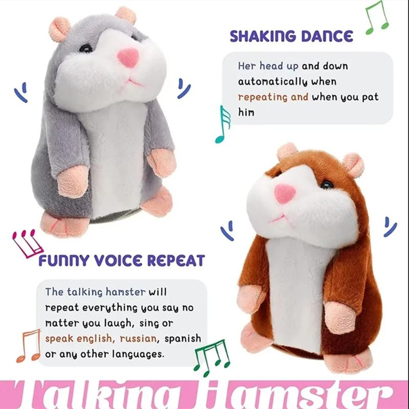 Hamster Learn To Imitate Talking,Funny Animal Plush Toy Talking Nod Hamster Doll Soothing Crying Baby Toy Kids Gift
