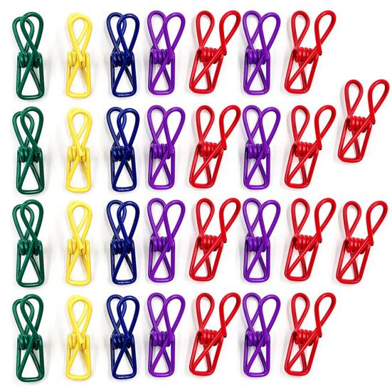

30 шт. разноцветные металлические зажимы, устойчивые к ржавчине, устойчивые к коррозии, нескользящие, многоразовые, разноцветные, с ПВХ-покрытием, высокоэластичные