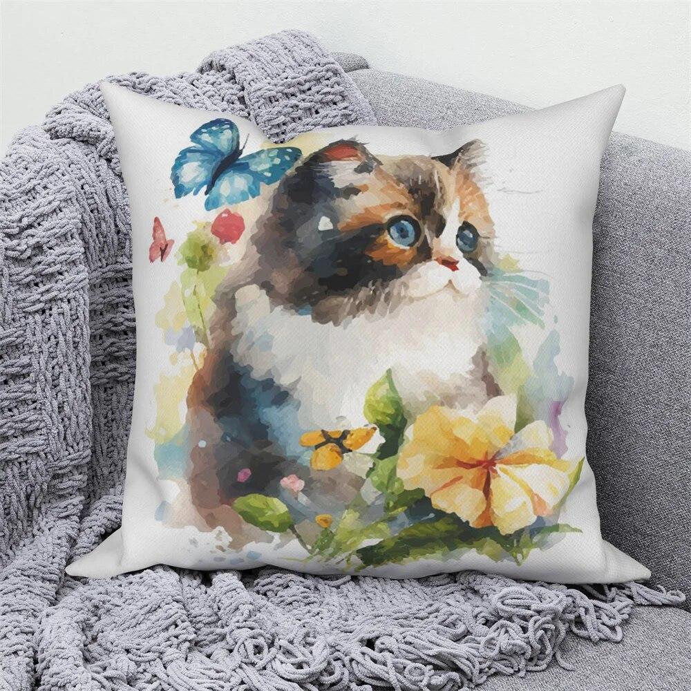 Pig Cat Panda Rabbit Print Decorative Pillowcase  Sofa Car Living Room  Animal Cushion Cover