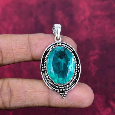 Indicolite Gemstone Pendant, 925 Solid Sterling Silver Pendant, Handmade Antique Jewelry, Gift For Mother Day