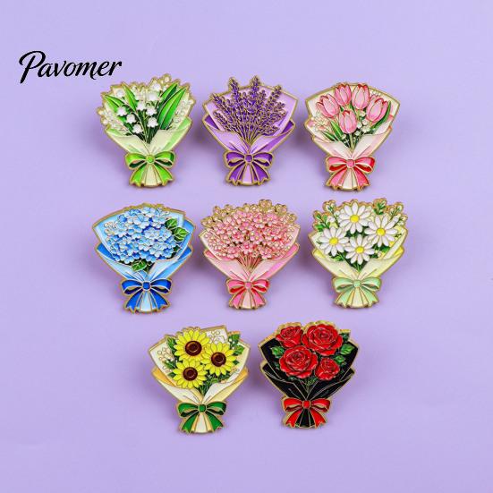 Artistic Floral Gift Bouquet Brooch Pin for Women, Enamel Romantic Flower Jewelry, Durable Zinc Alloy Lapel Coats Dresses And Scarves