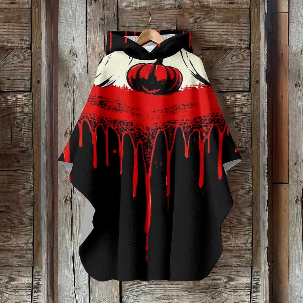 Digital Print Women's Hooded Cloak for Halloween and Christmas