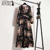 HNXC Spring Summer Bohemian Women Maxi Dress Casual Long Sleeve High Waist Beach Dress Women Floral Chiffon Dresses Vestidoes Mujer New