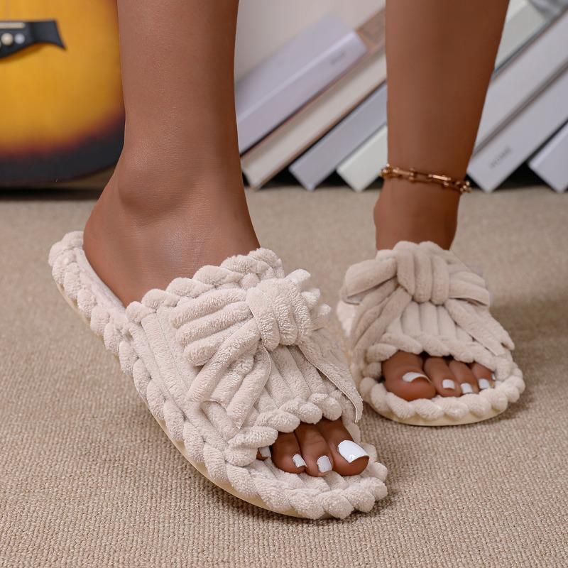 Fashion 2025 NEW Winter Women Cross Strap House Slippers Ladies Soft Concise Slides Females Home Solid Color Plush Flat Shoes