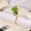 6Pcs Simple Napkin Holder Artificial Green Leaf Napkin Rings for Parties Dinner Wedding Banquets Table Decoration