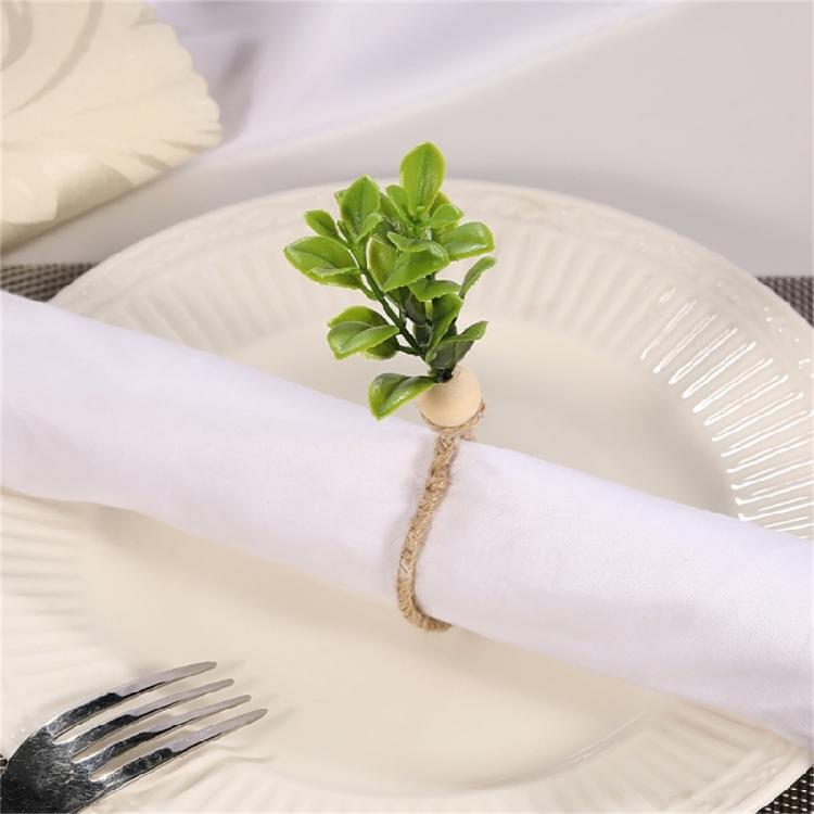 6Pcs Simple Napkin Holder Artificial Green Leaf Napkin Rings for Parties Dinner Wedding Banquets Table Decoration