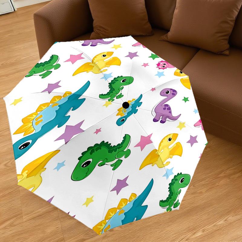 1PC Dinosaur StarsAutomatic Open/Close Umbrella with Windproof, 8-Rib Sturdy Canopy, Durable Ribs, Fashionable Design, Outdoor Accessory, Fun Prin, Ho