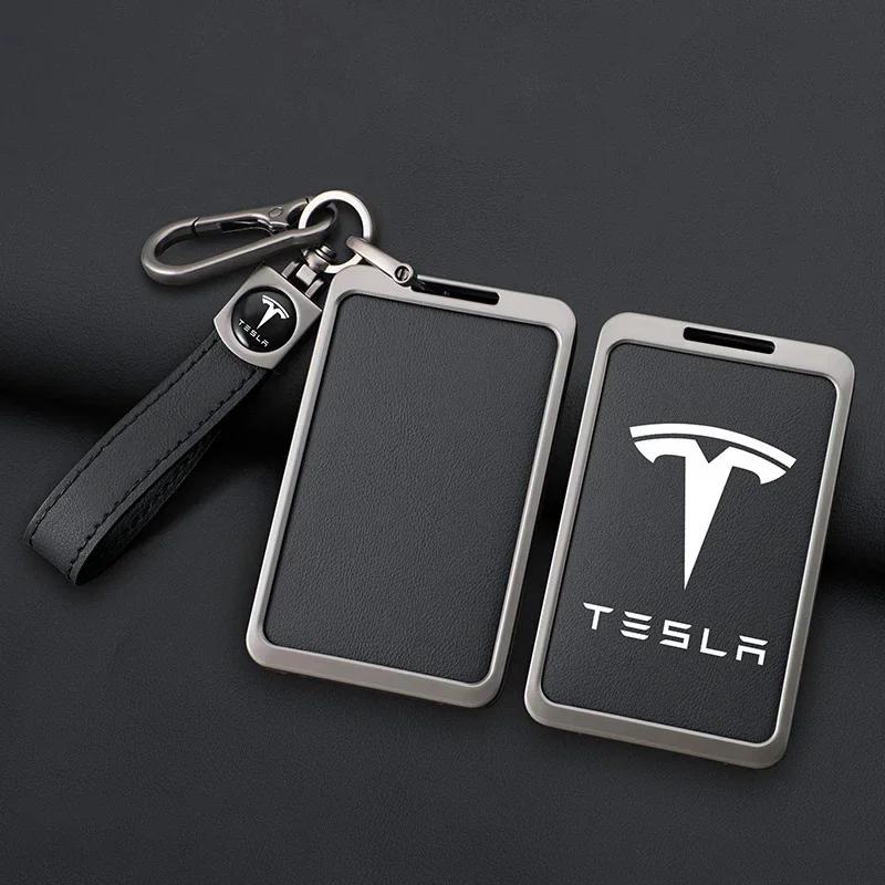Car Sticker Tesla Car Fashion Zinc Alloy Smart NFC Card Key Case Cover Shell Keychain Protection Auto Styling Accessory For Tes