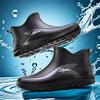 Fashion Men Short Tube Rain Boots Fashionable Waterproof Rain Boots Fashionable Anti Slip Kitchen Work Shoes Warm Low Top Water Shoes