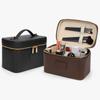 Fashionable PU Leather Makeup Bag Large Capacity Square Shape Camera Storage Bag Waterproof Removable Divider Clutch Bag Travel