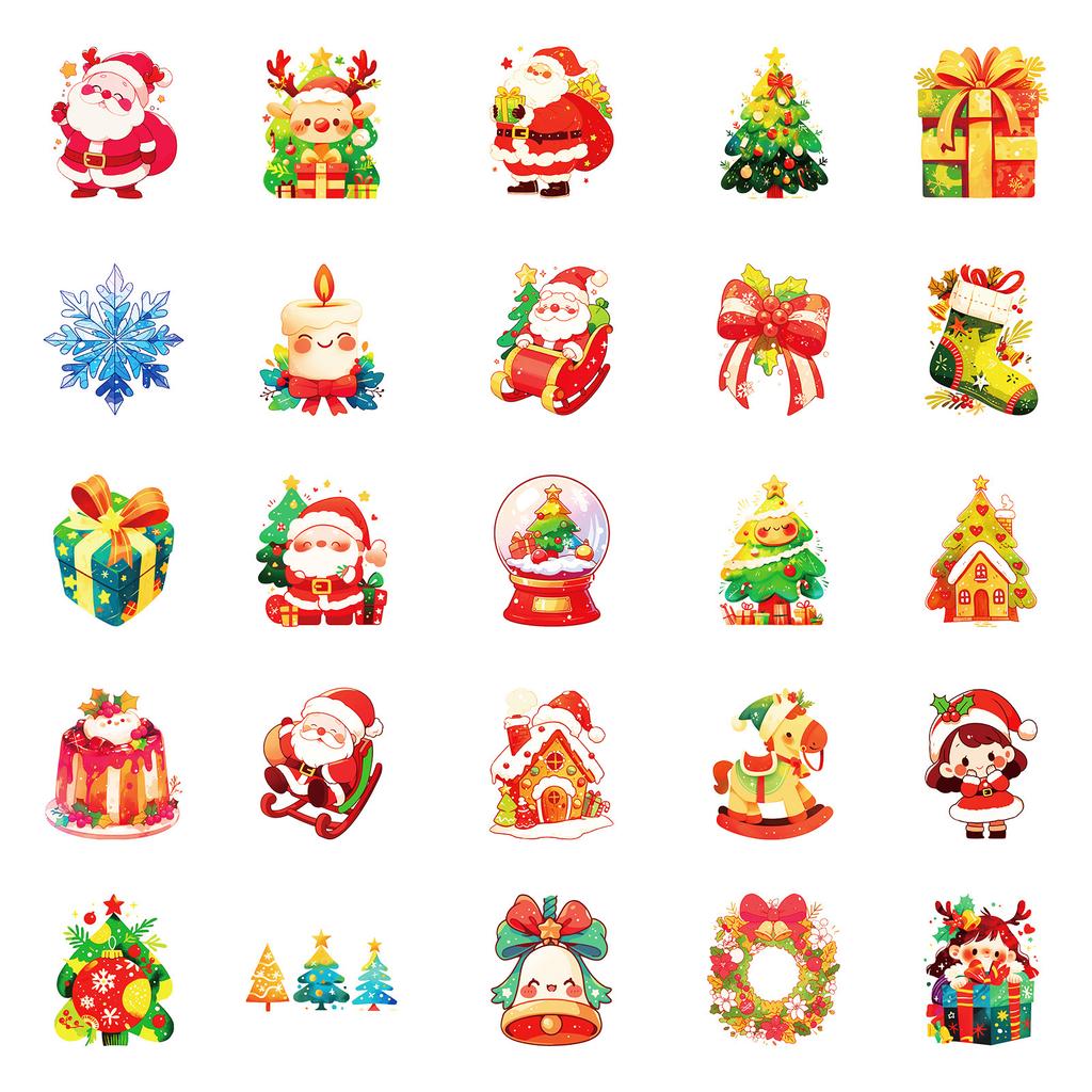 50 Pieces Of 24-Year-Old Red Sox Christmas Series Stickers Cartoon Cute Children'S Diy Decorative Cups Flatbed Motorcycles