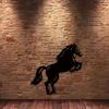 Vintage Metal Horse Wall Art, Black Iron Decor Sign, 2D Flat Frameless Plaque for Garden Patio Home, Housewarming Gift, Boy Jumping Design