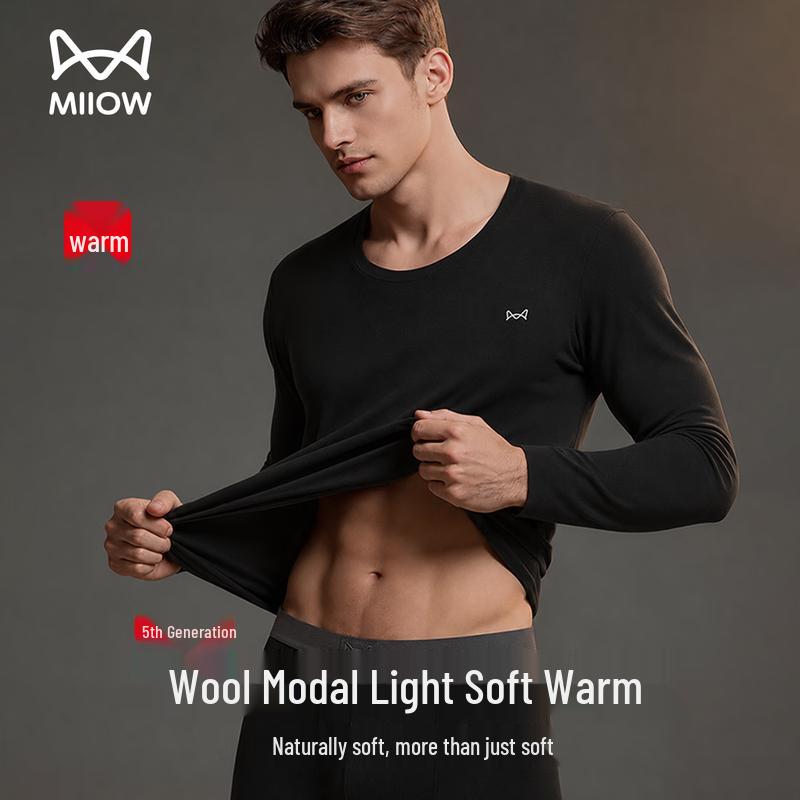 MiiOW Men's 80S Wool-Modal Thermal Underwear Set