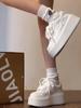 Baskets blanches à semelles épaisses pour femmes: Chaussures à plateforme automne 2025, Style sportif décontracté polyvalent augmentant la hauteur
