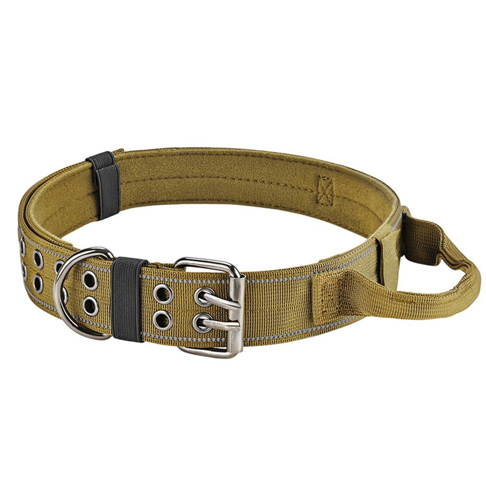 Size M Tactical Reflective Dog Collar Nylon Adjustable Outdoor Walking Training Collar Gift with Grip Handle B