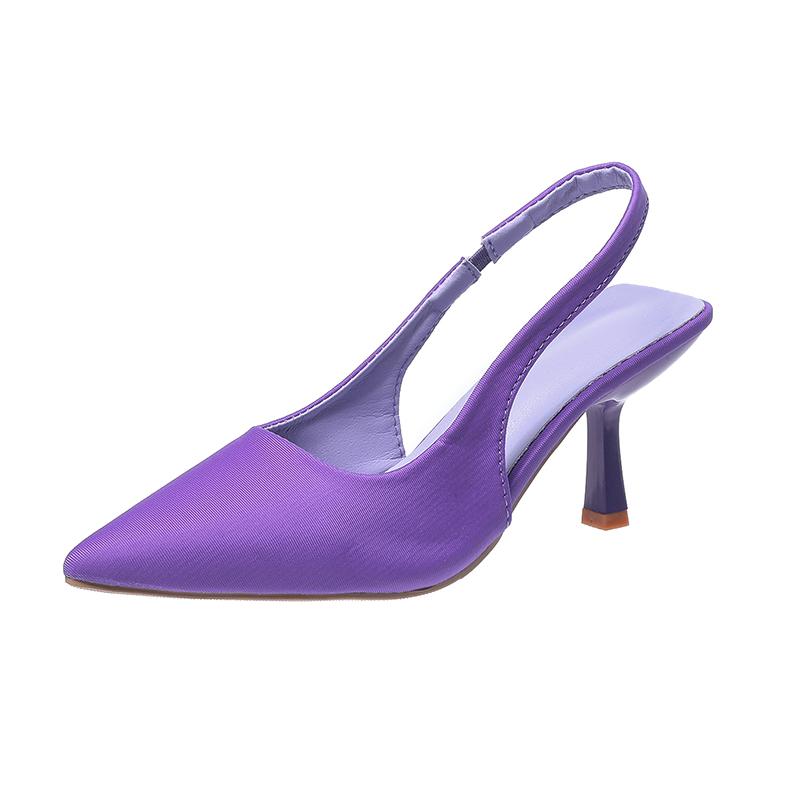 

Дизайнерская мода Большие размеры Туфли на высоком каблуке Женские Остроносые Тонкие Каблуки Сандалии с Задником Мода Темперамент Женская Обувь Красные Высокие Каблуки 43 фиолетовый