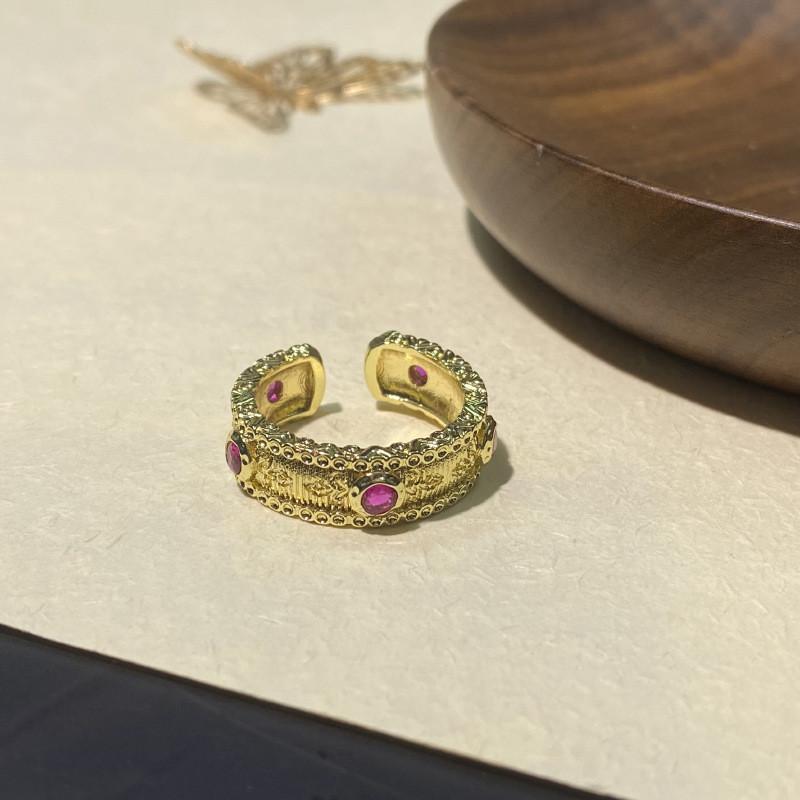 Vintage Style Geometric Adjustable Rings For Women Elegant Fashionable Copper Jewelry