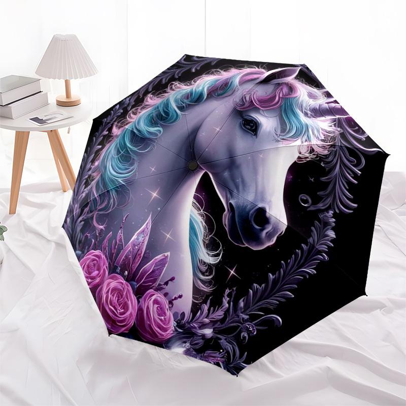 1 Stück Einhorn Fantasy Kunstwerk Regenschirm mit Kunststoffgriff, Geeignet für alle Jahreszeiten Zuhause Reisen Outdoor RegenschirmDD502