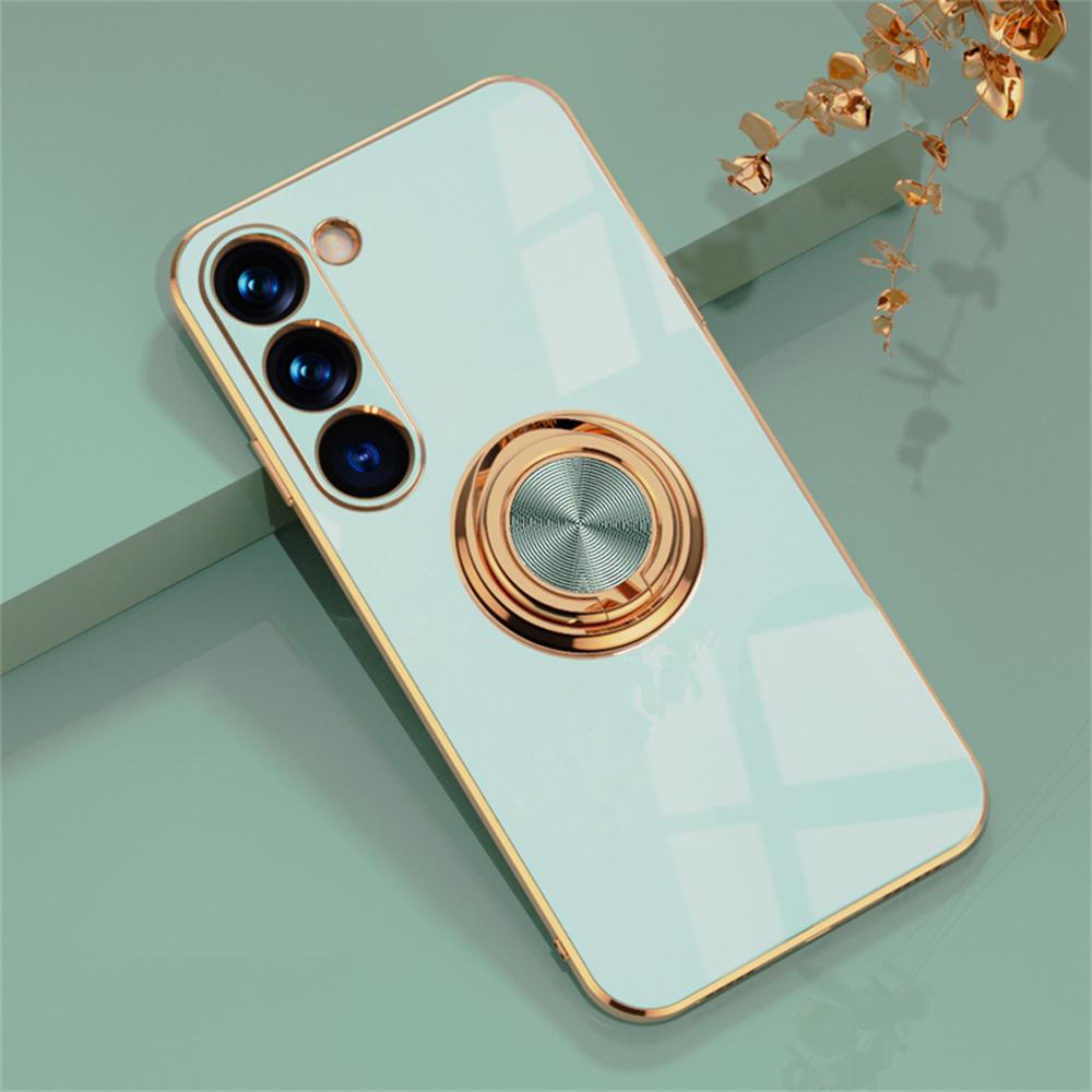For Samsung Galaxy S23+ Case Precise Cutouts 6D Electroplating TPU Phone Cover with Ring Holder
