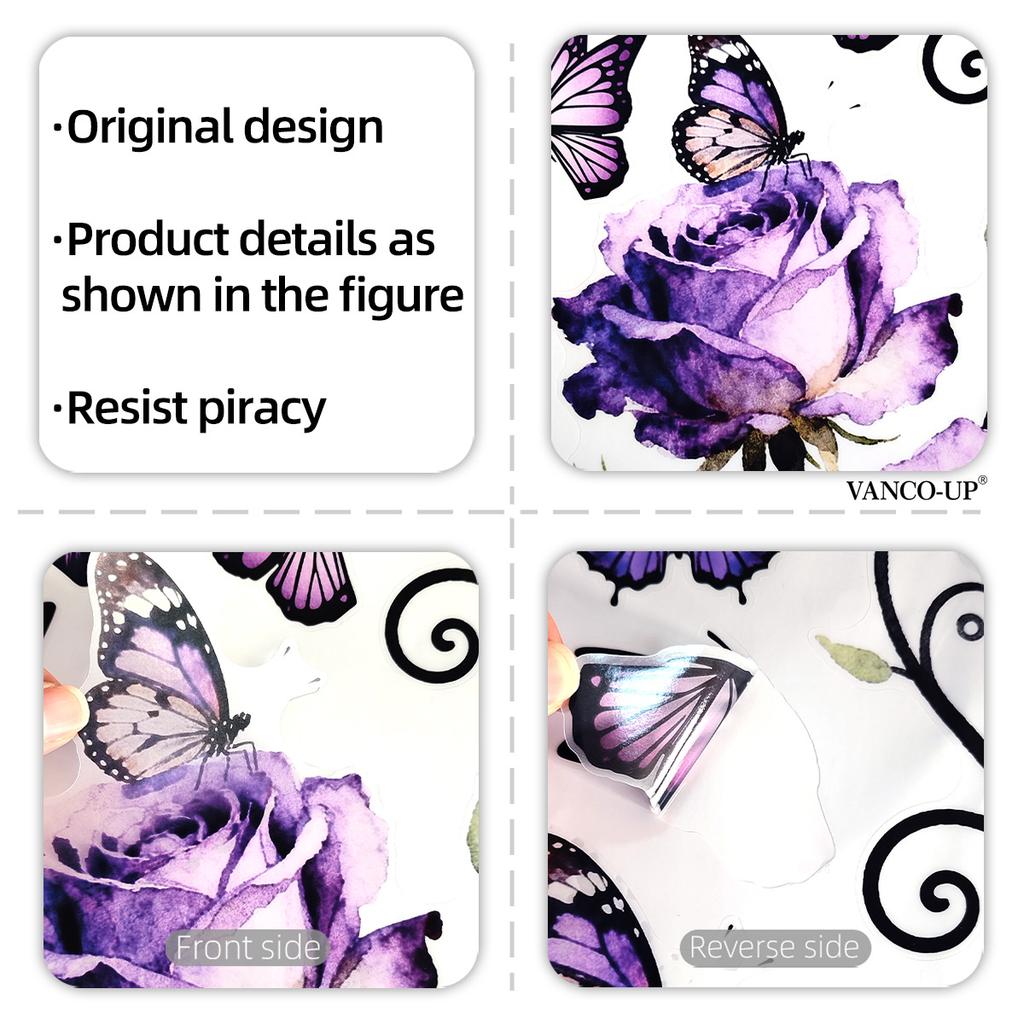 Valentine's Day Floral Wall Stickers, Rose Butterfly Decor, Living Room Bedroom Kids Room Holiday Background Wall Art