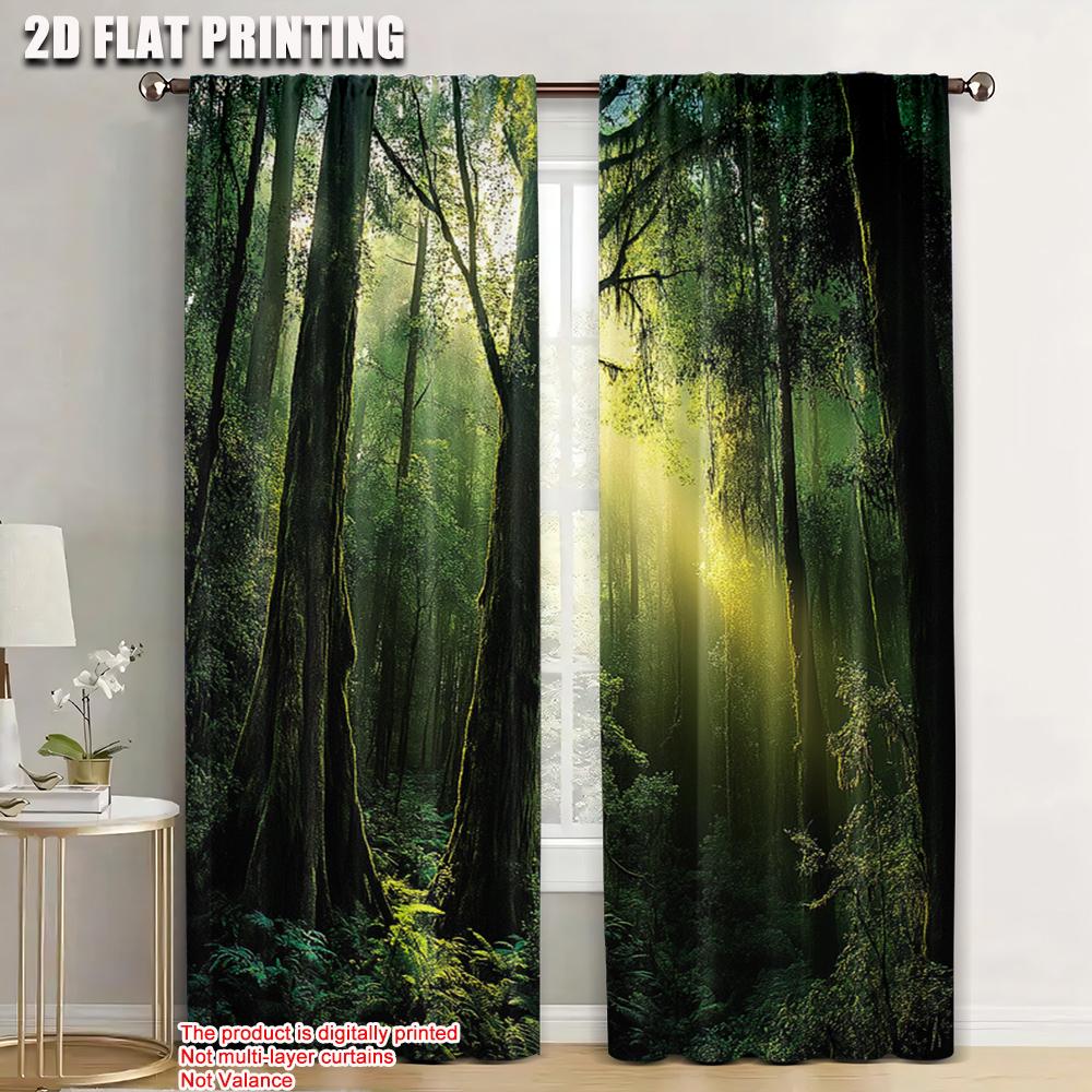 

2 шт., Шторы для окон Лесные деревья Прочный полиэстер, Без электричества Праздничное использование для дома Ежедневный декор 52.50×116.00 CM 2pcs