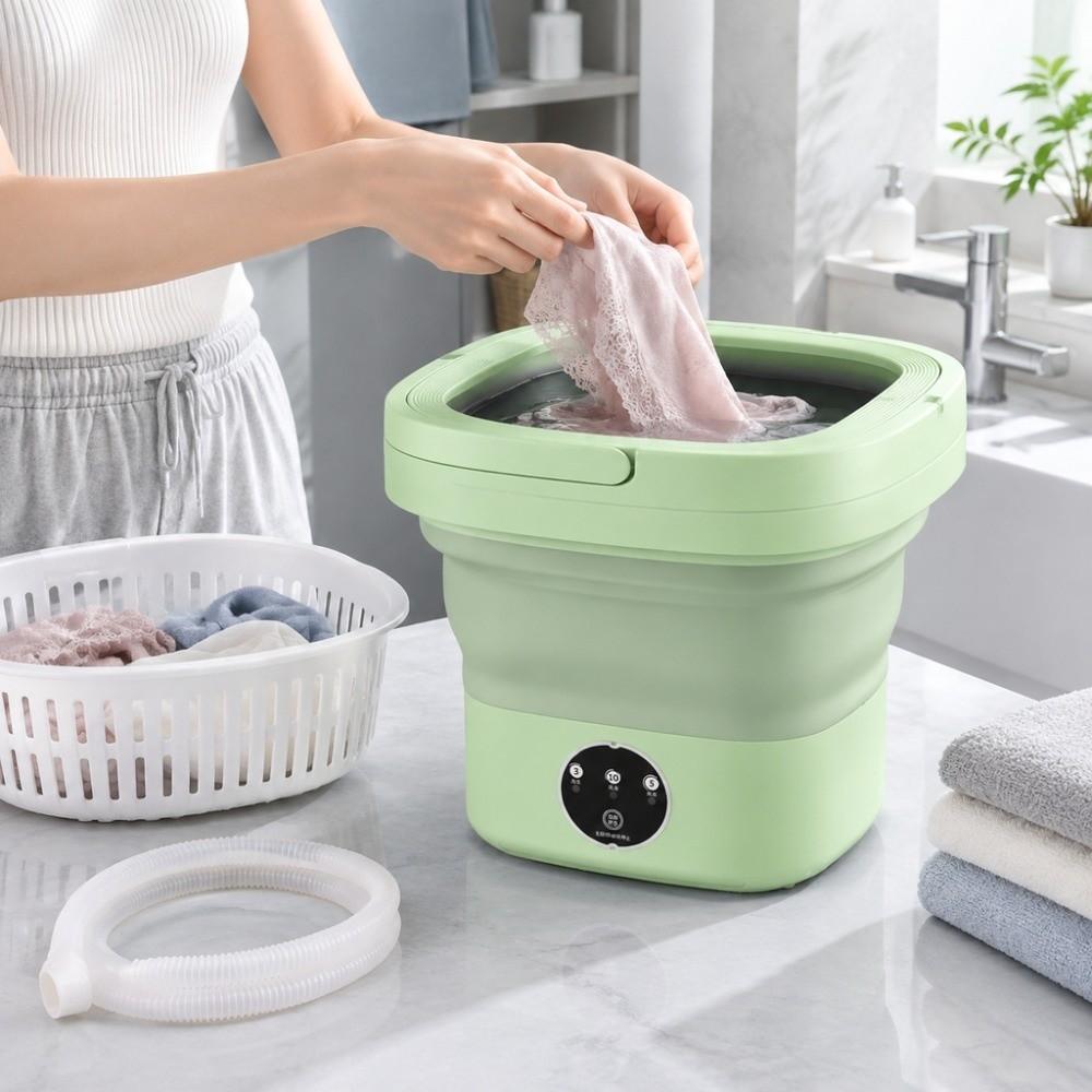 Plastic Foldable Washing Machine Green Compact Washing Machine Mini Washing Machine For Socks
