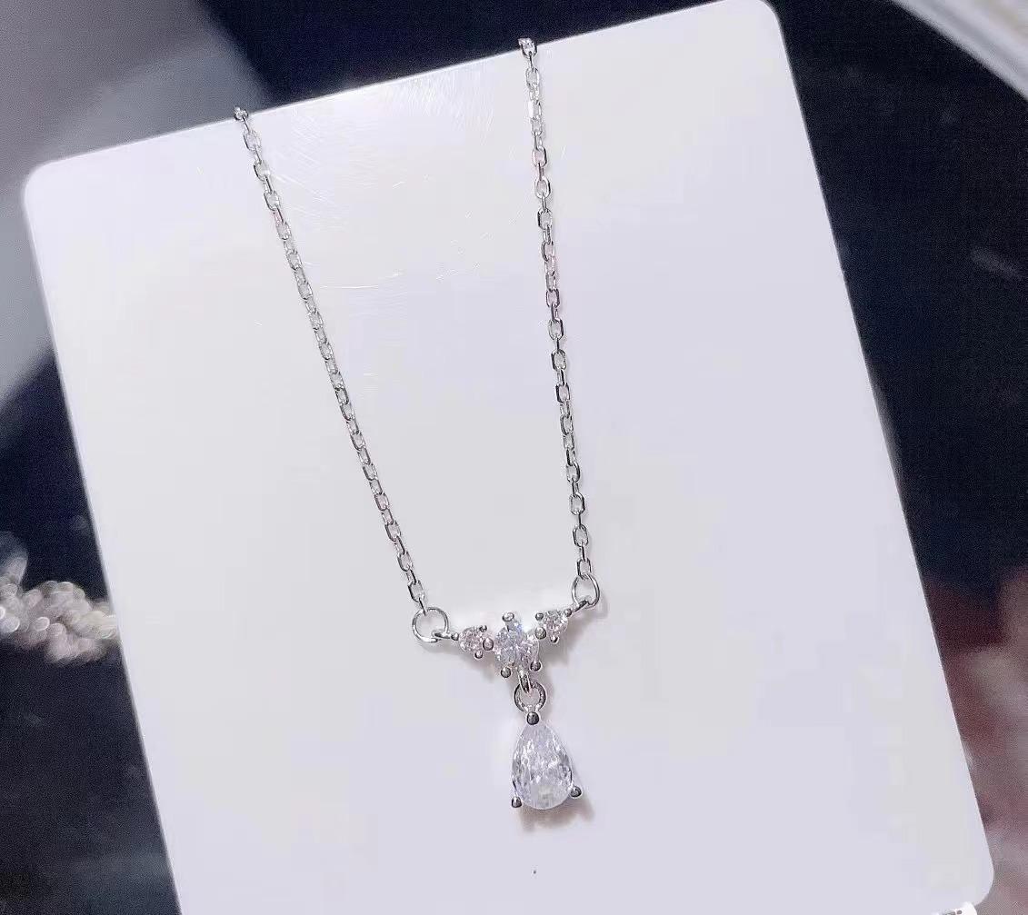 Нежное корейское ожерелье-капля воды не тускнеет цепочка на ключицу не эльфийские слезы нишевый дизайн умный кулон-капля дождя