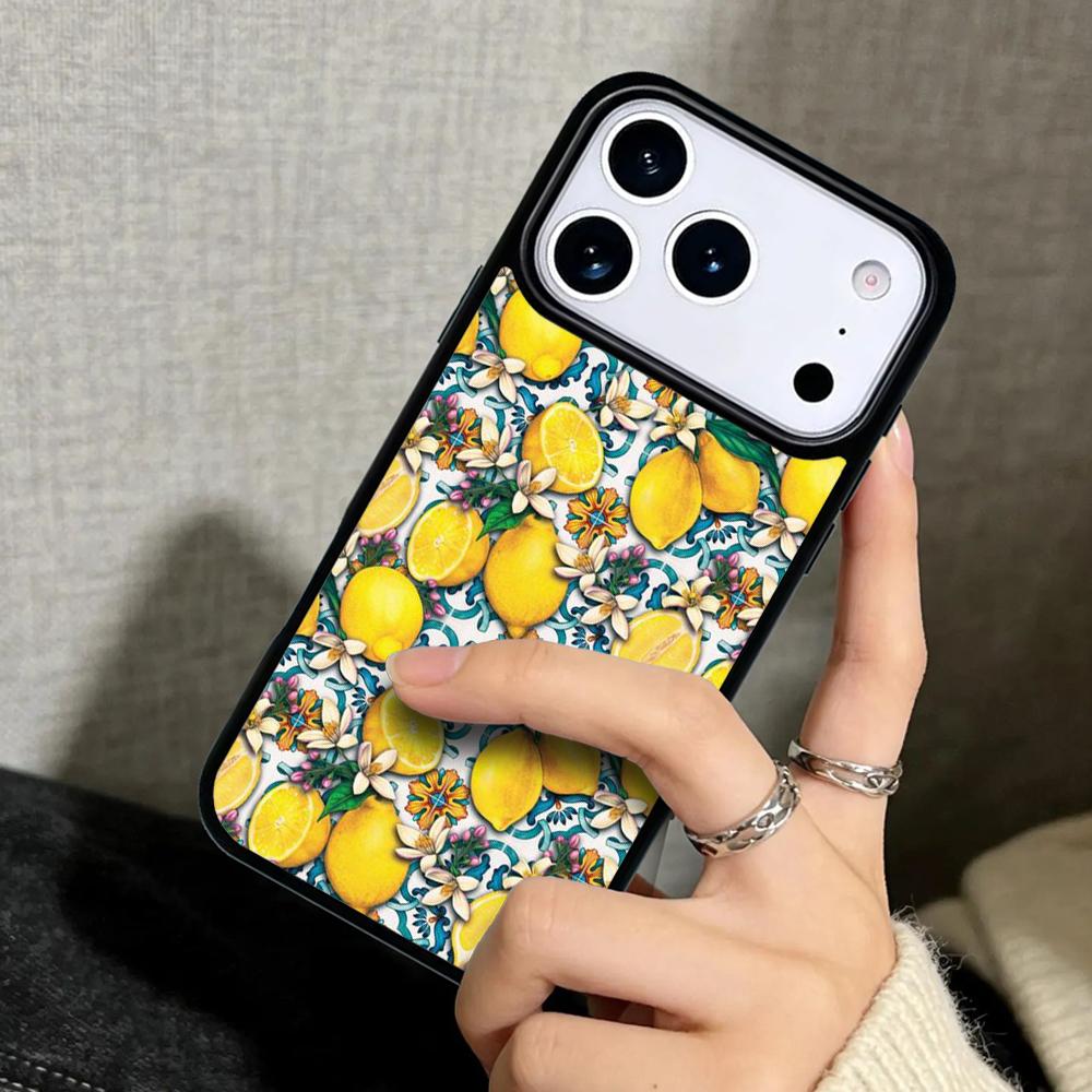 Capa Case for iPhone 17 Air 16 Pro Max 15 Plus 11 13 Mini 14 12 Back Phone Cover Mediterranean Lemon