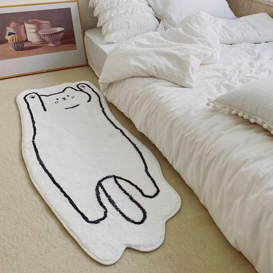 Cartoon Animal Carpet Imitation Cashmere Bedroom Rug Anti-Slip Cat Dog Floor Mat for Living Room Nursery Children's Room