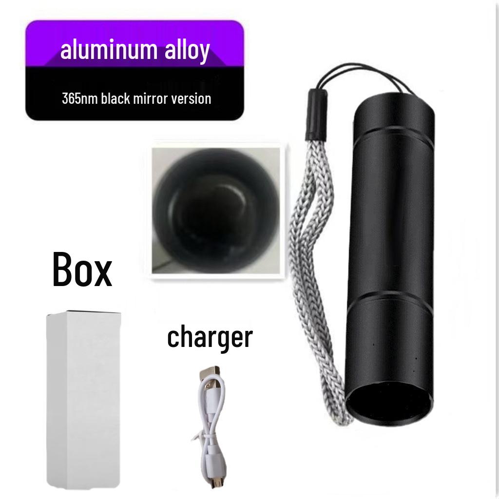 UV-Schwarzlicht-Taschenlampe: Tragbarer 365nm Banknotenprüfer, Fälschungssicher, Jade-ID, Wood-Lampe, USB wiederaufladbar