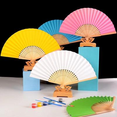 Weißer, leerer Faltfächer aus Papier, rot, faltbarer Handfächer, rosa, faltbarer Spaß für Kinder, DIY-Hochzeitsdekoration