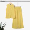 ZANZEA Women Sleeveless Vest Tops and Long Pants Summer Two Piece Suit Sets