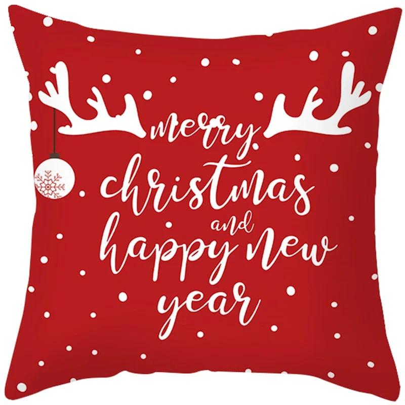 Weihnachtsrot Dekorationsmuster bedruckte Kissenhülle für Wohnzimmer Sofa Dekoration Kissenbezug