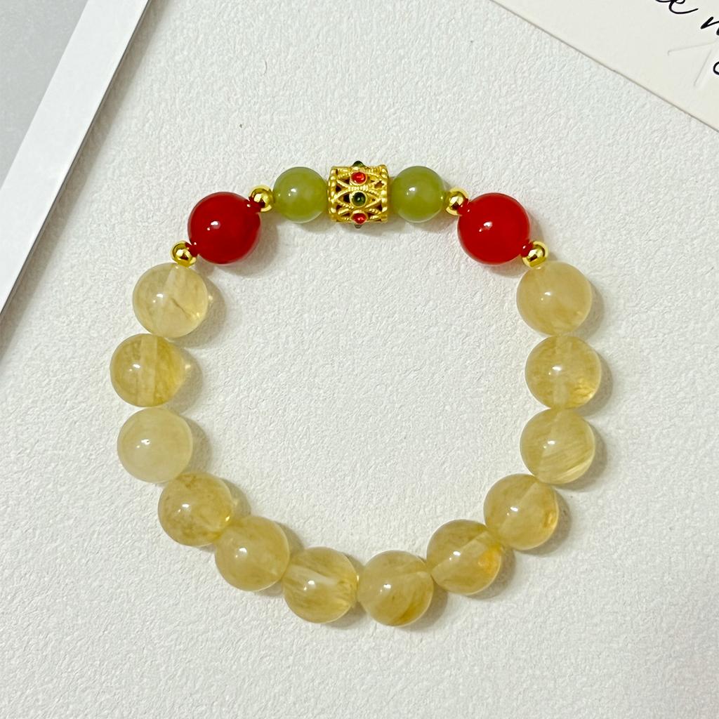 Natural Stone Beaded Bracelets for Women Semi-Precious Gemstones 10mm Round Beads Chalcedony Bangle Beading Jewelry Gifts