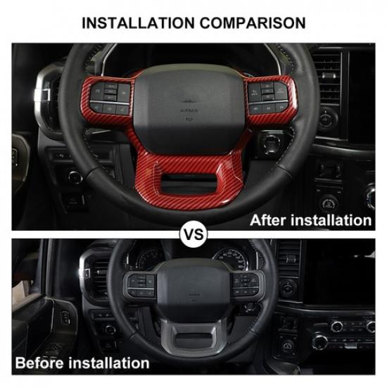 כיסוי פנל הגה מסיבי פחמן אדום לפורד F150 + אביזרים