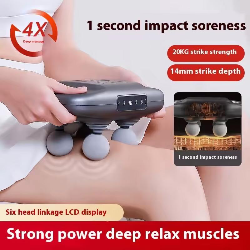 Portable electric Deep tissue Muscle Massager 4-head handheld massager USB charging multi-function massager