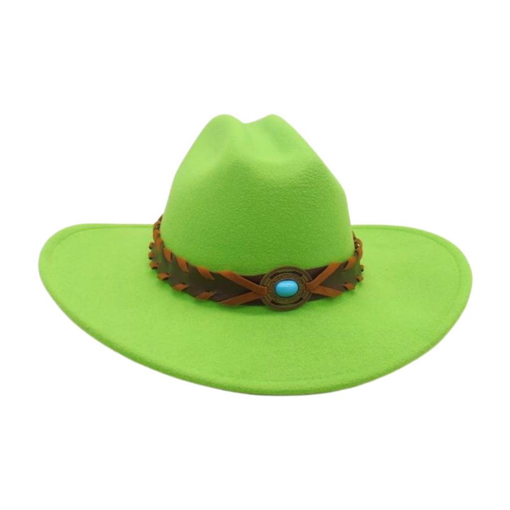 French Flat-Brimmed Top Hat Western Cowboy Hat Hot-Selling High-End Ethnic Style Travel Sunshade Woolen Jazz Hat