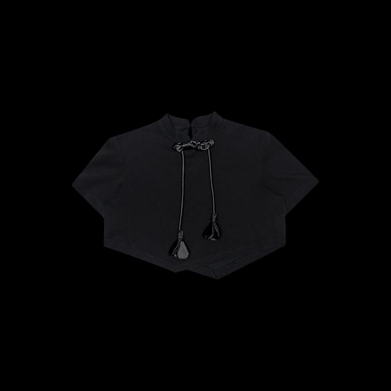 HECO New Chinese Style Frog Button Short-Sleeve T-Shirt for Women