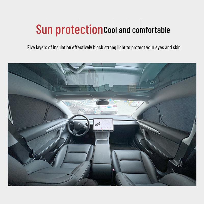 Tesla Model Y Full Blackout Windshield and Camping Privacy Sunshade